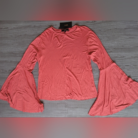 NWT L&B sz M Bell Sleeve Rust Orange Top - Picture 1 of 2